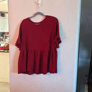 ❤️ Shein Curve Red Peplum Top – 1XL